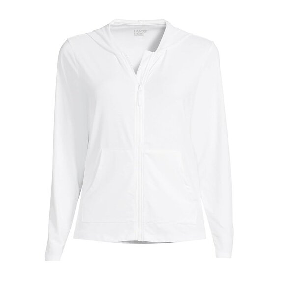 NWT Lands' End Women's Full Zip Hooded UPF50 Rashguard White XS-XL $60 4C722 - Picture 4 of 4